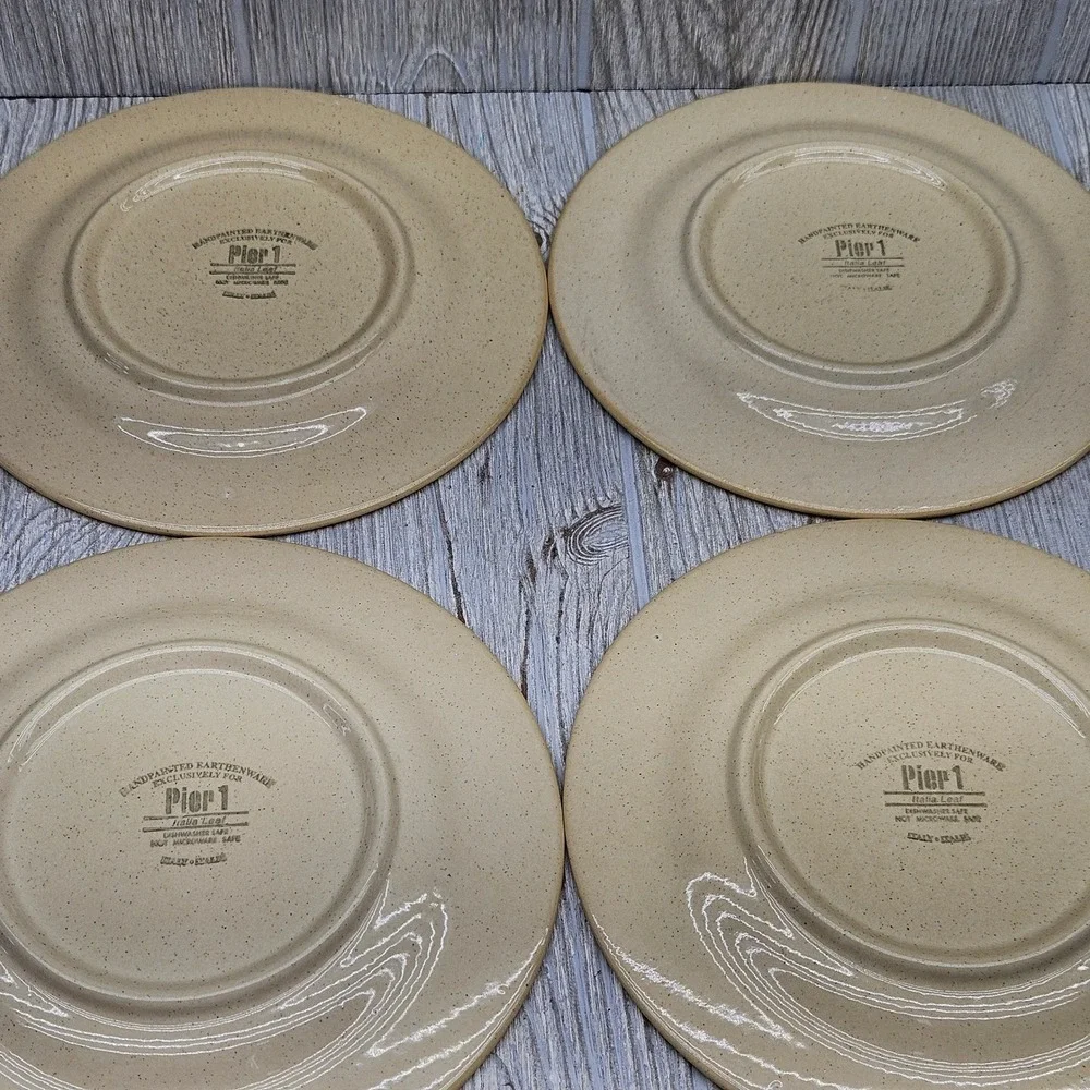 Pier 1 Italia Leaf Handpainted Earthenware Salad Plates Set of 4 Made in Italy